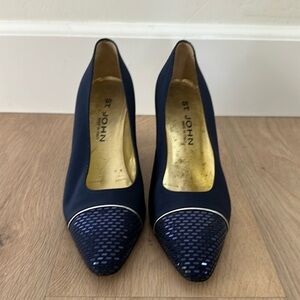 St. John Nicolette Vintage  Blue Satin Pumps